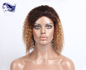Σγουρό ανθρώπινα μαλλιών μπροστινό δαντελλών χρώμα Ombre περουκών ανθρώπινα μαλλιών περουκών σύντομο